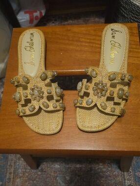 Sam Edelman Yellow Jeweled Slip-On Mules